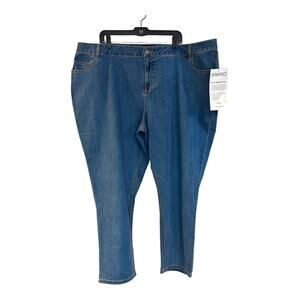 plus 26W Ashro Stretch Blue Jeans Cotton Blend Denim Tapered Leg Casual Pants